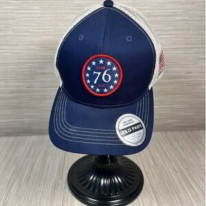 Hold Fast Mens 76 2 Cor 3:17 Patriotic Christian Snapback Trucker Hat Navy Faith